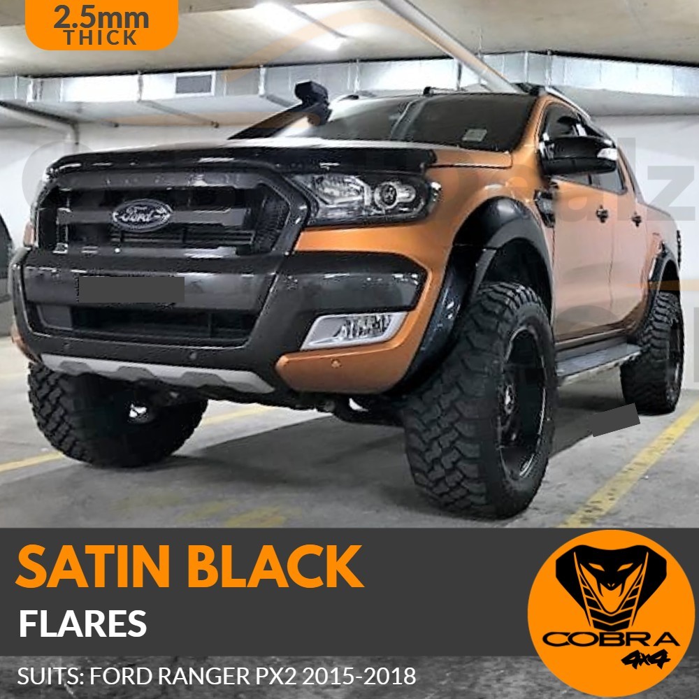 FENDER FLARES FIT FORD RANGER SATIN MATTE BLACK GUARD OEM PX2 MK2 2015