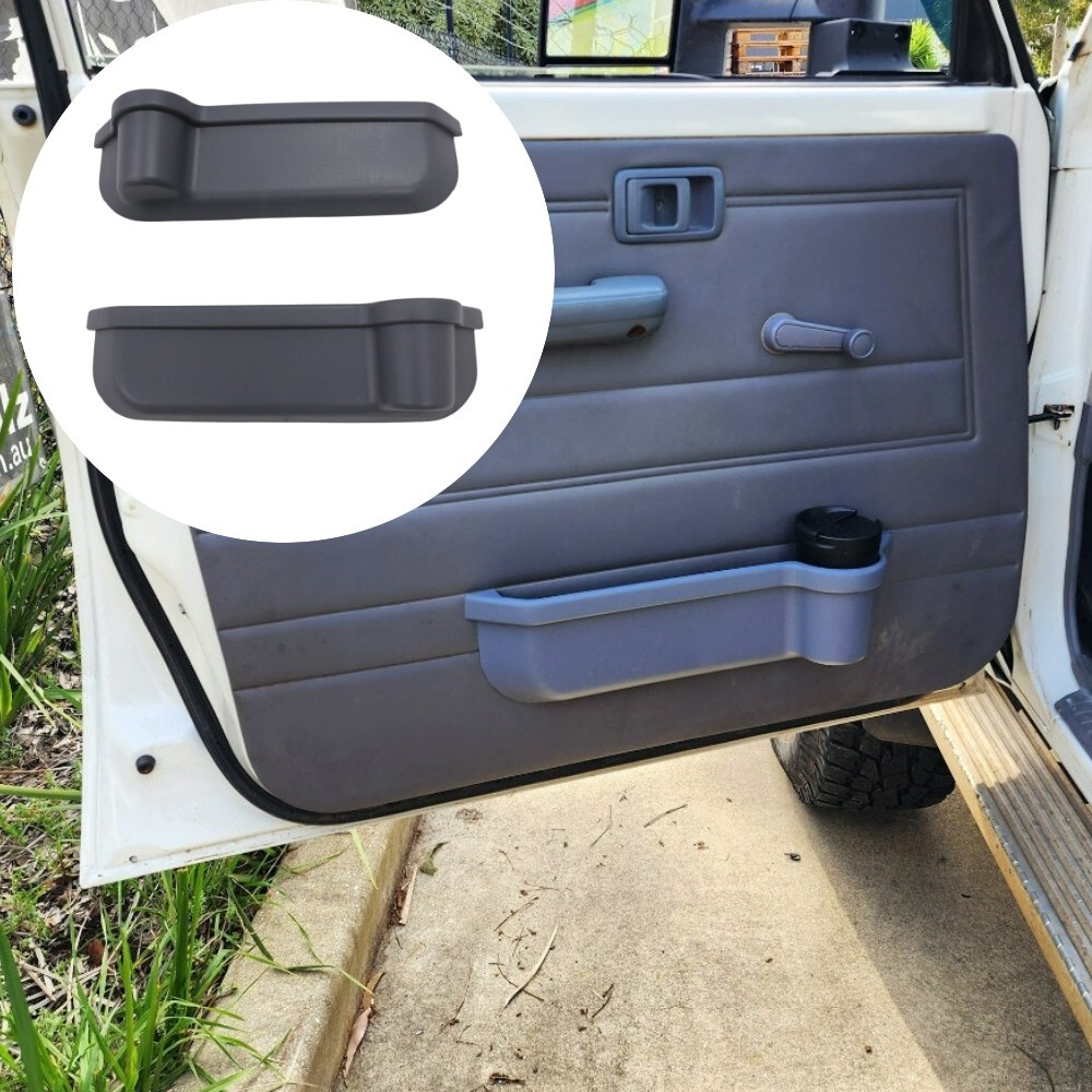 Door Side Storage Cupholder x 2 Suits Landcruiser 76 78 79 Series 2007 Gray Includes Template Passenger Driver Side