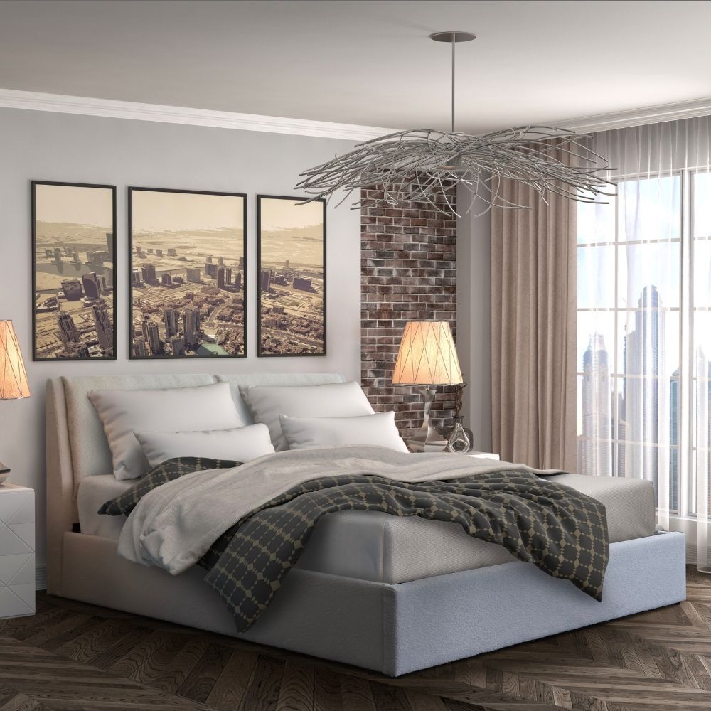 Premium Madison King Size Bed Frame Beige Boucle Fabric Upholstery Elegant Comfortable Bedroom Furniture