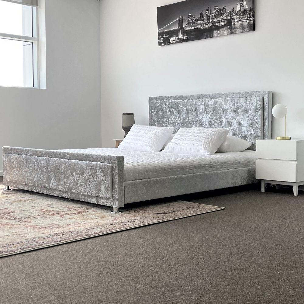 Chanel Silver Grey Velvet King Bed
