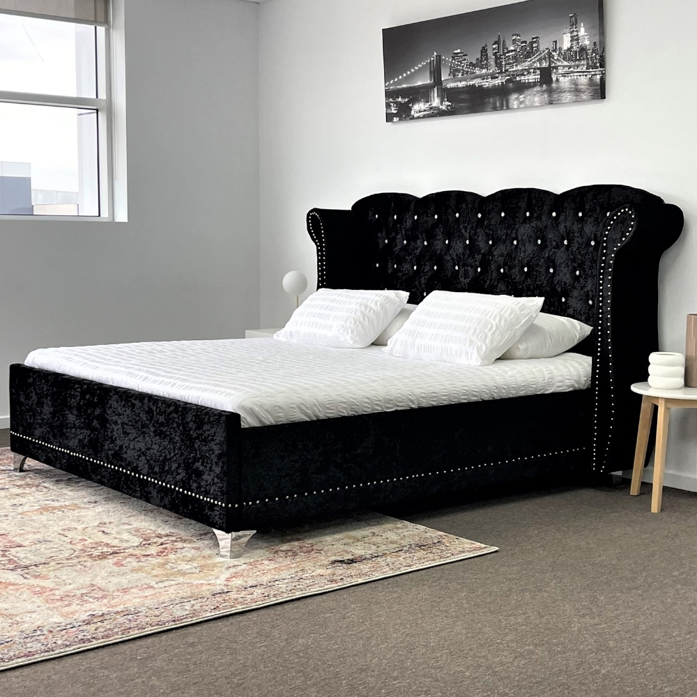 Marrakesh Black Luxury Velvet Fabric Bed Frame King