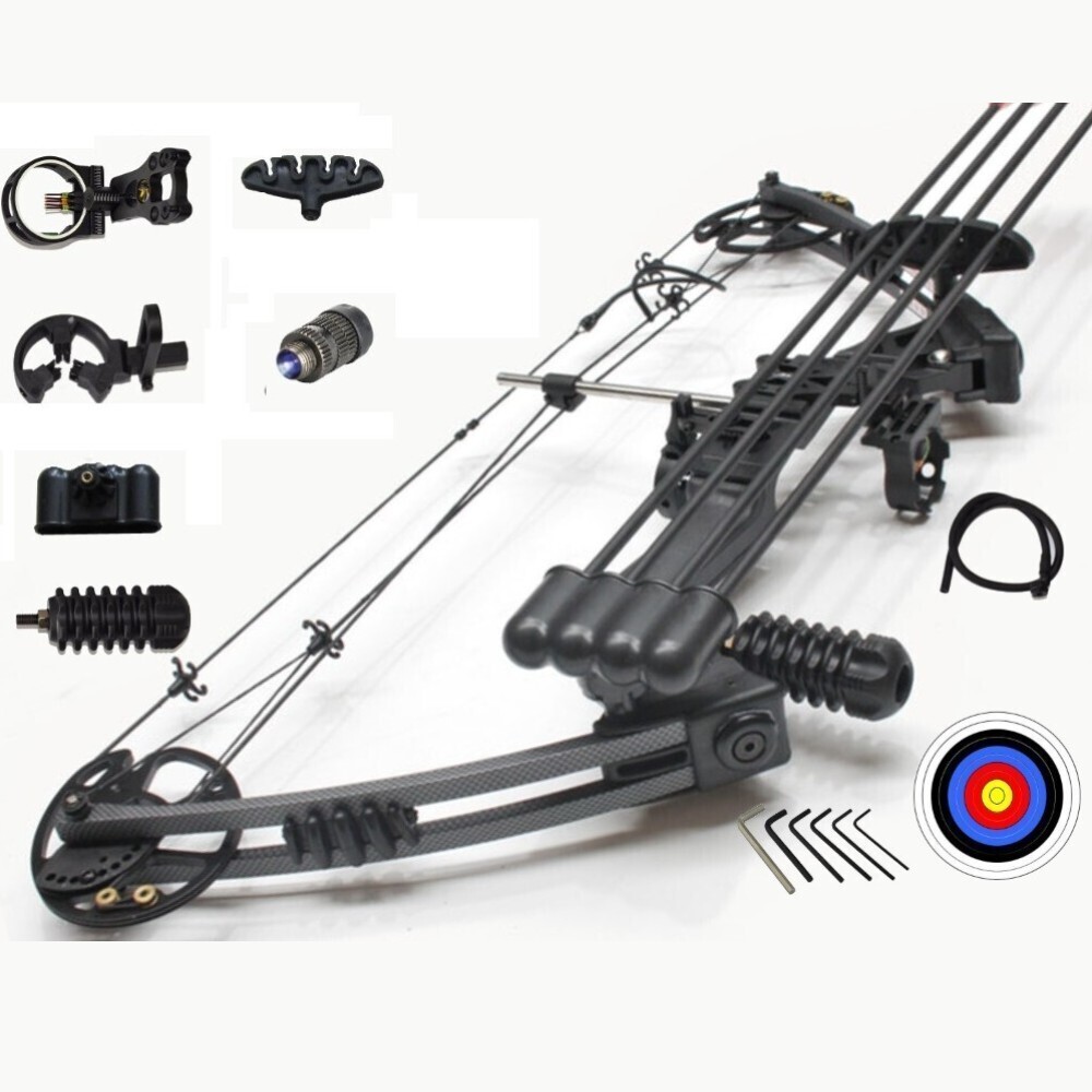 20-70lbs Black Compound Bow + Accessories RH