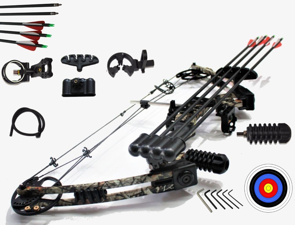 20-70lbs Camo Compound Bow RH X8 CARBON ARROWS
