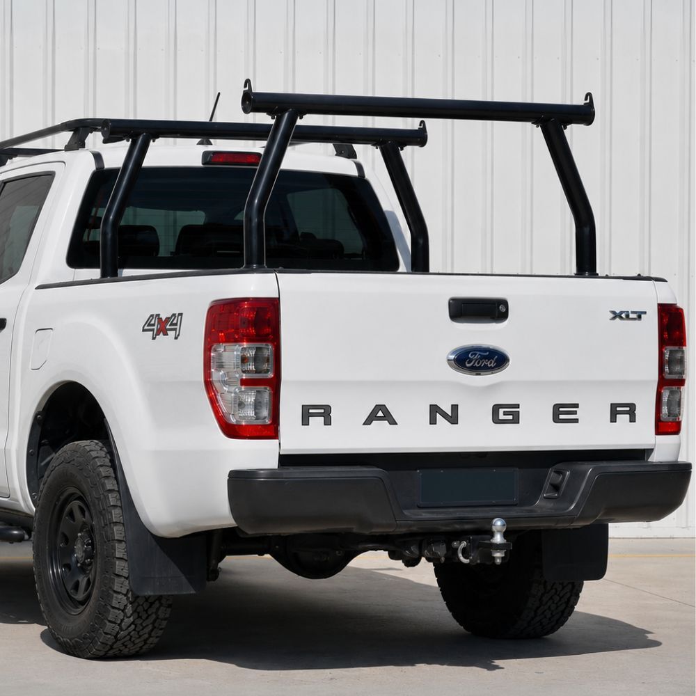 CLEARANCE CLEARANCE Cobra 4x4 Universal 2x Adjustable Black Steel Tub Ladder Rack Tradie Side Brackets UTE Double High