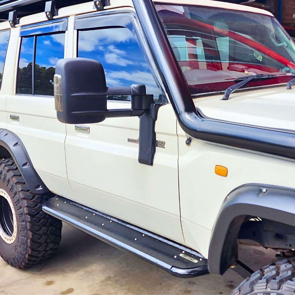 CLEARANCE CLEARANCE Heavy Duty Cobra 4x4 Rock Sliders Fits Toyota Landcruiser 70 76 Series 2007 onwards Side Steps Black Steel