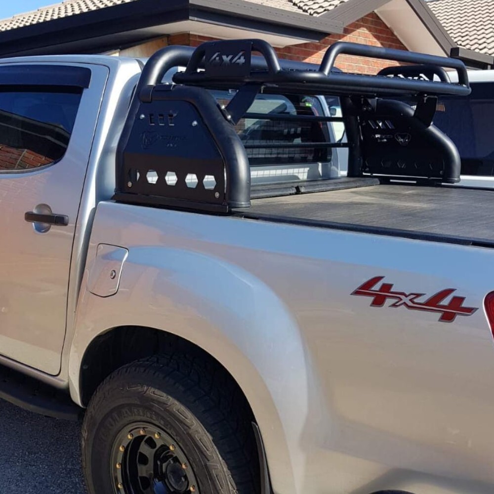 Cobra 4x4 Sports Roll Bar + Cage Rack Suitable for Isuzu Dmax 2012 onwards Black powder coated D-max Colorado