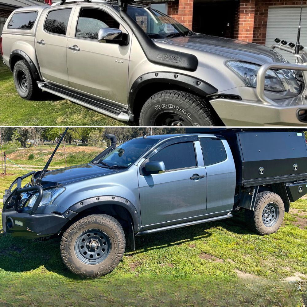 Slimline Jungle Fender Flares Fits D-MAX DMAX 2012 - 2020 RT Models Flare Fenders Guards Black Textured