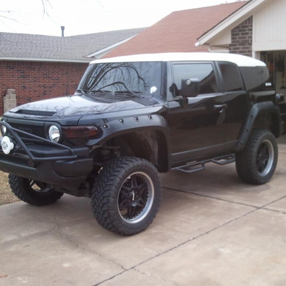 Satin Black Pocket Style Fender Flares suitable for FJ CRUISER 2007 - 2017 Black Jungle Style Smooth