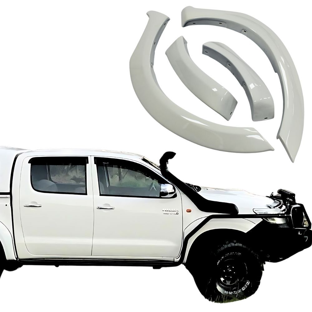 Front OEM Style White Colour Fender Flares Kit Fits Hilux 2005 - 2011 SR SR5 Guard Arch Dual Cab