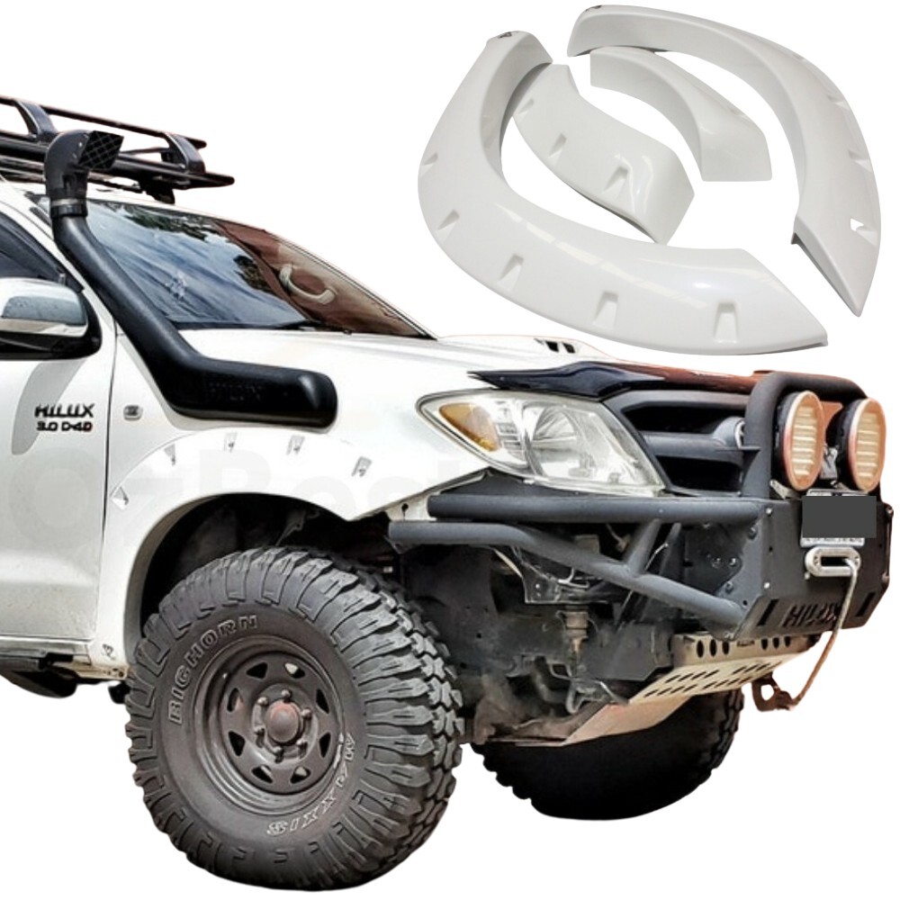 Front White Colour Coded Slimline Jungle Flares suitable for Toyota Hilux 2005 - 2011 pre-facelift (Front Set Only)