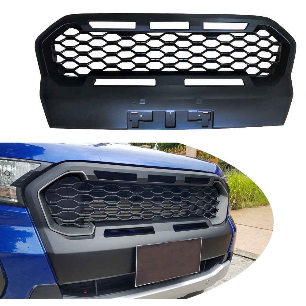 Front Mesh Grill Matte Black Fits Ford Ranger Wild track PX3 2018+