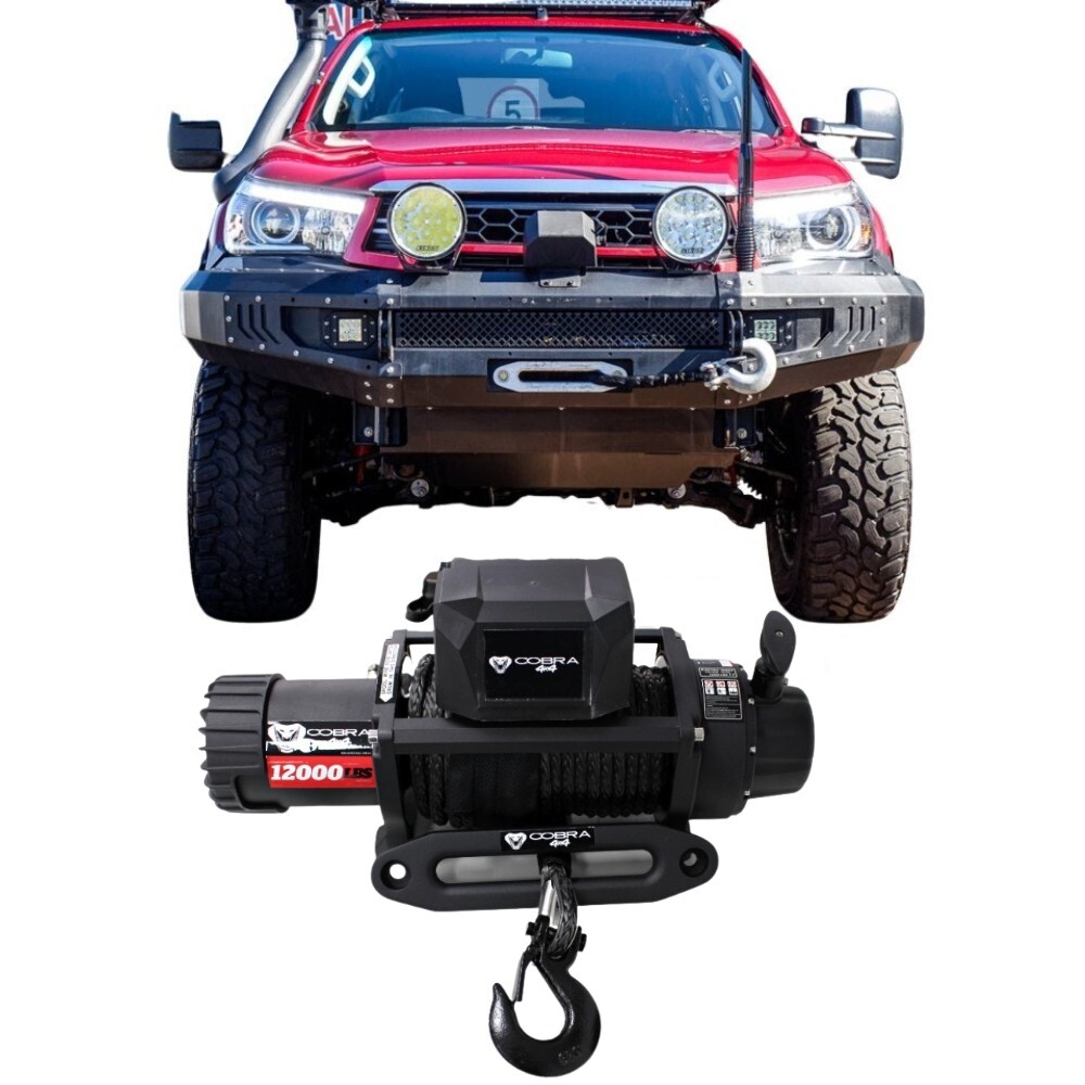 Black Edition 12000 lbs 3 Stage Planetary Gear Electric Winch 12V 26m Synthetic Rope Wireless Remote 4wd Tow