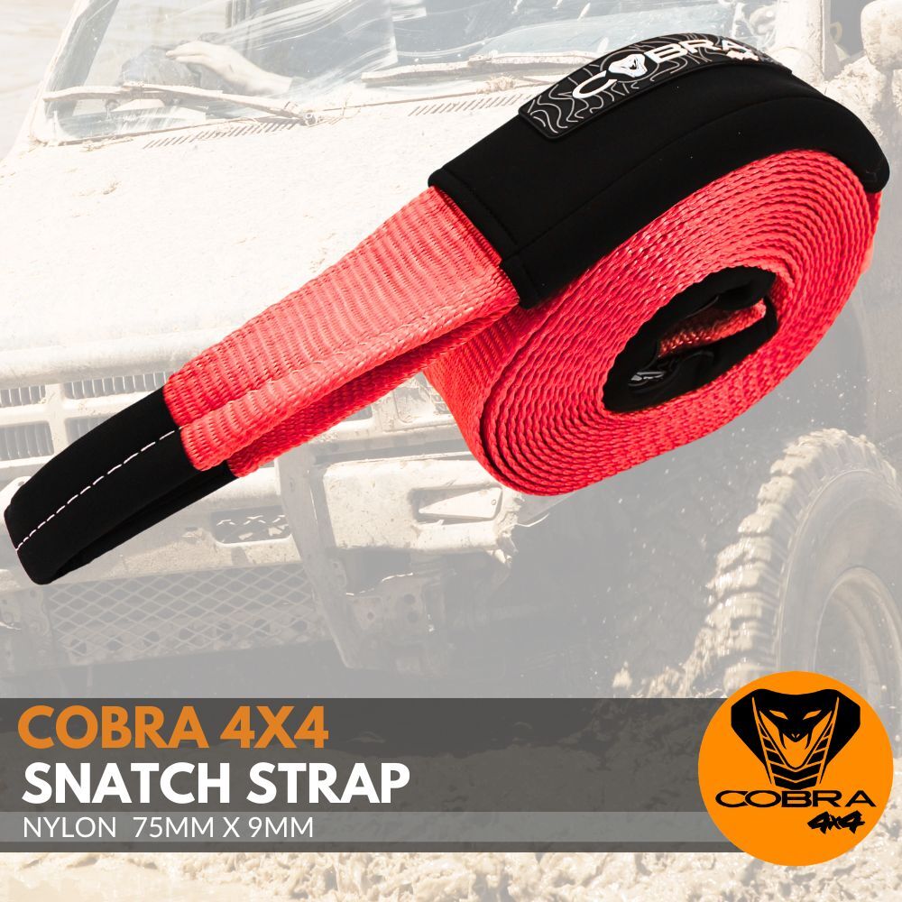 Cobra 4x4 11000kgs Recovery Red Towing Snatch Strap 9m Metre Tow Meter Nylon