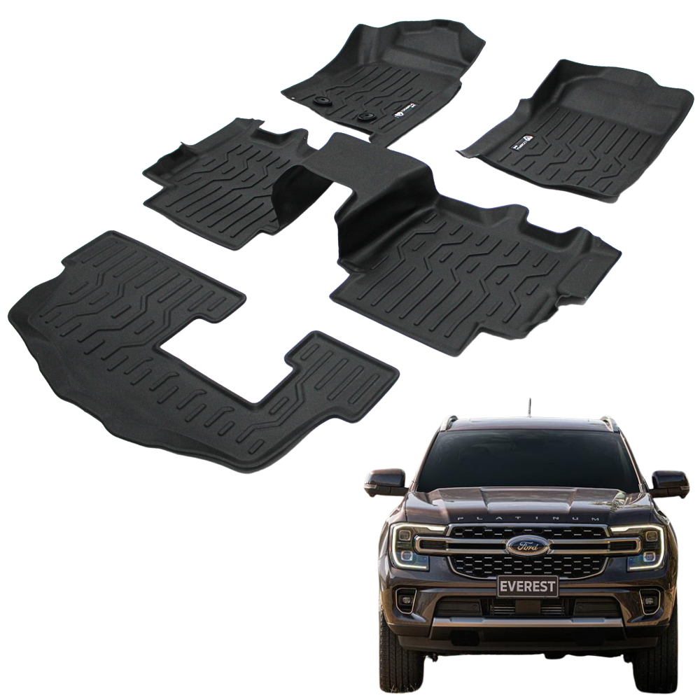 5D TPE Floor Mats Liner 3 Row Set suits Ford Everest 2022 Onwards Next Gen Carpet Plastic Mat