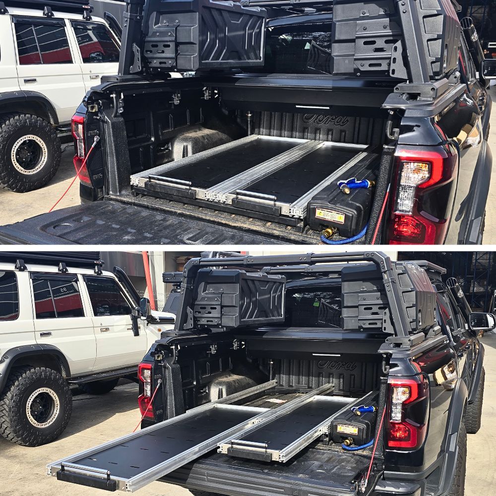 Cobra 4x4 Heavy Duty Universal Stainless Steel Double Tray Tub Slide 142L X 93W CM Slider Sliding System Ute Extendable Drawer 