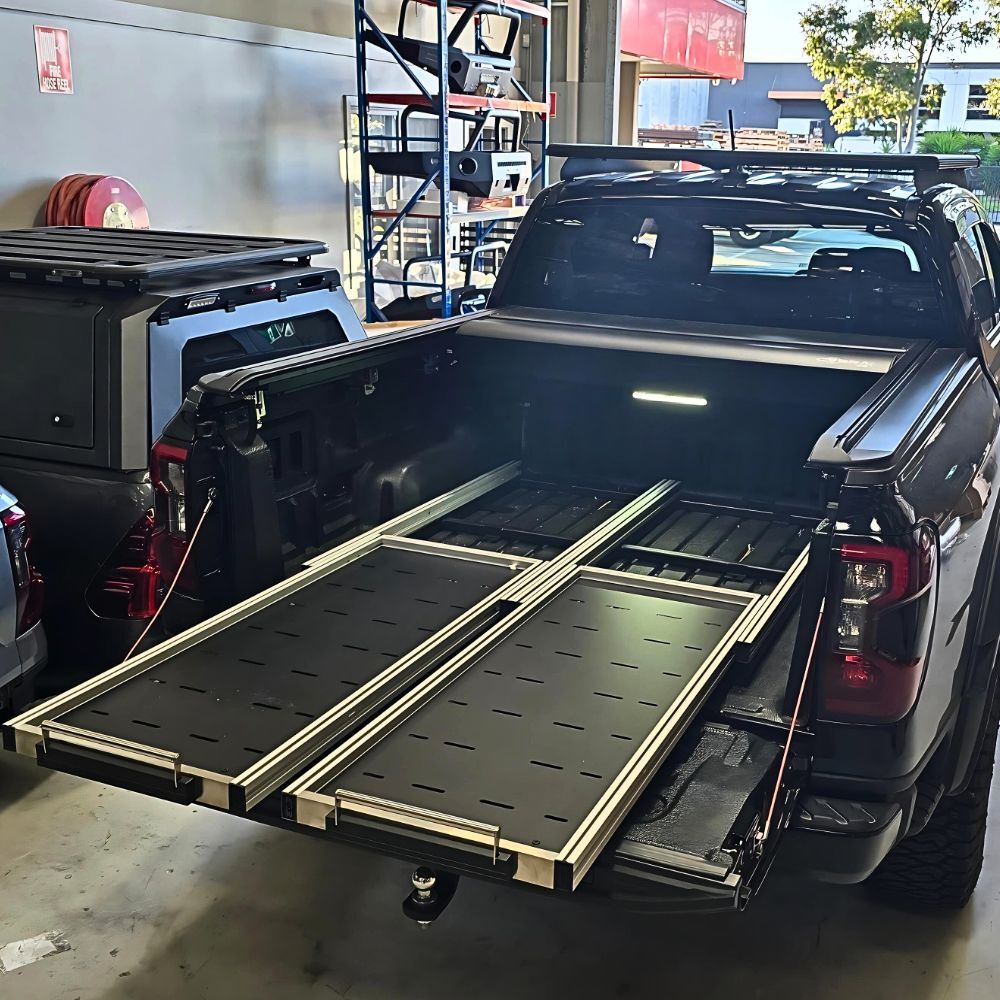 Cobra 4x4 Heavy Duty Universal Stainless Steel Double Tray Tub Slide Slider Sliding System Ute Extendable Drawer Fridge Tools Camping