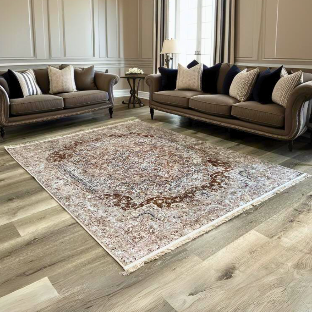 Brown Beige Santorini Turkish Turkey Made Floor Carpet Rugs Traditional Carpet Rug Large Bedroom Living Room Anti-Slip Modern 