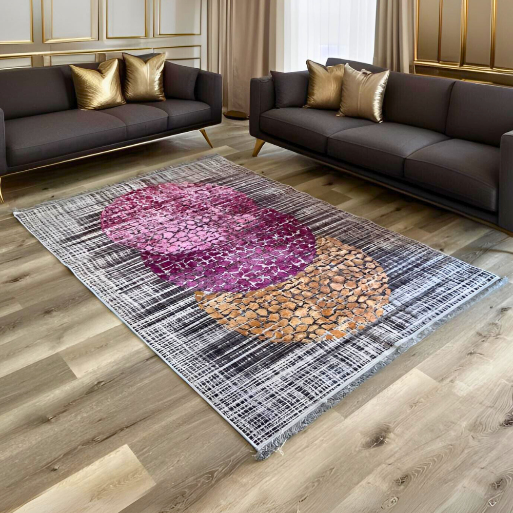 Gold Pink Purple Grey Barcelona Turkish Floor Carpet Rugs Traditional Carpet Rug Large Bedroom Living Room Anti-Slip Modern 