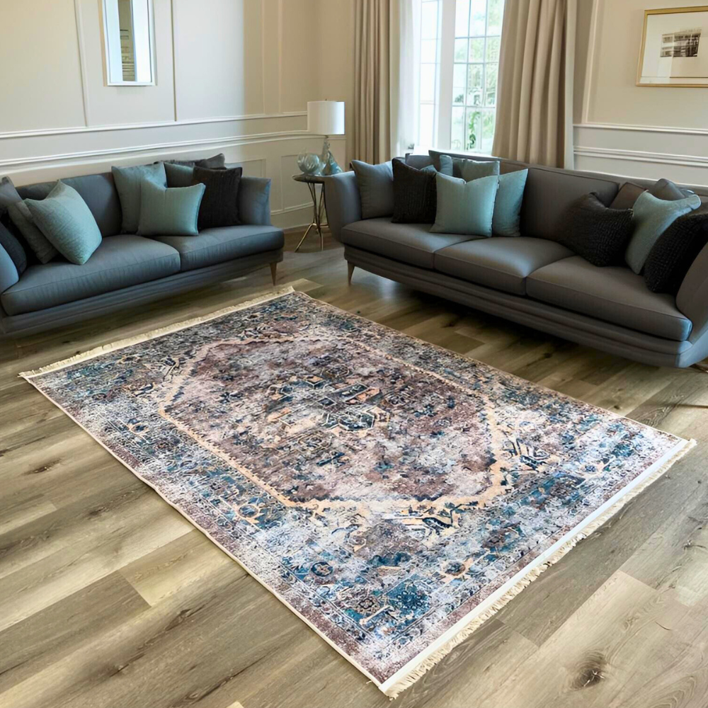 Light Blue Beige Charm Turkish Turkey Made Floor Carpet Rugs Traditional Carpet Rug Large Bedroom Living Room Anti-Slip Modern