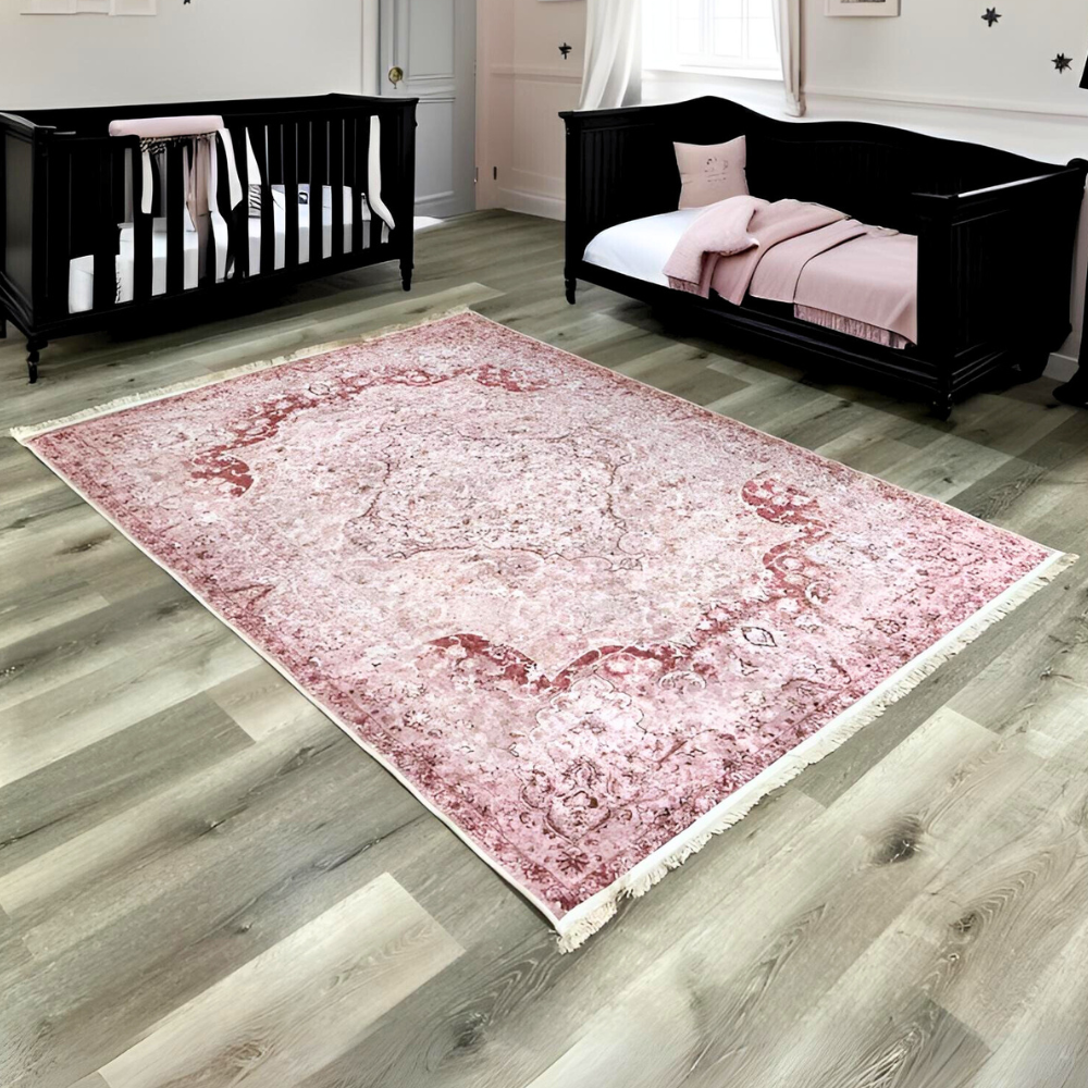 Pink Lisbon Turkish Turkey Made Floor Carpet Rugs Traditional Carpet Rug Large Bedroom Living Room Anti-Slip Modern