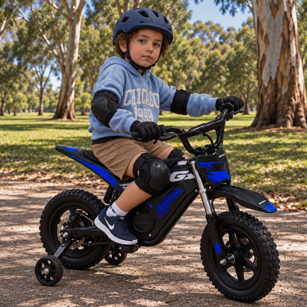 Kids Electric 250W 24V Dirtbike Dirt Bike Ride On Motorcycle Motorbike Off Road Child Blue
