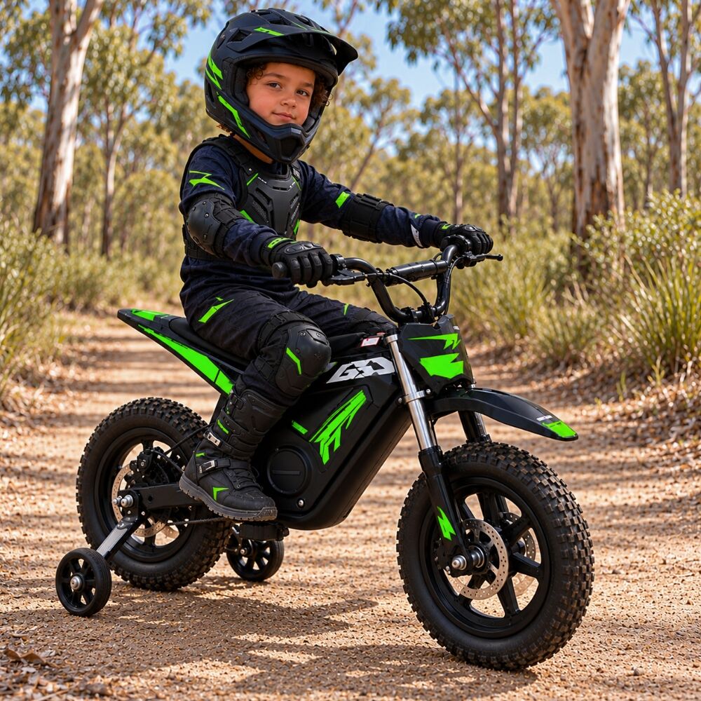 Kids Electric 250W 24V Dirtbike Dirt Bike Ride On Motorcycle Motorbike Off Road Child Green