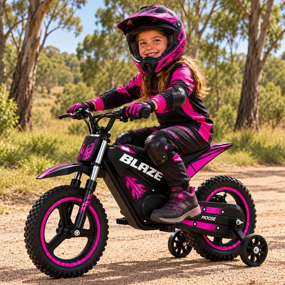 Kids Electric 250W 24V Dirtbike Dirt Bike Ride On Motorcycle Motorbike Off Road Child Pink