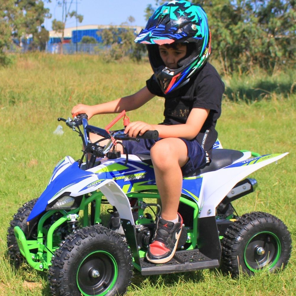 Kids 49cc Petrol Quad Ride on Car ATV Off Road Outdoor 4 wheeler White Blue 2 Stroke