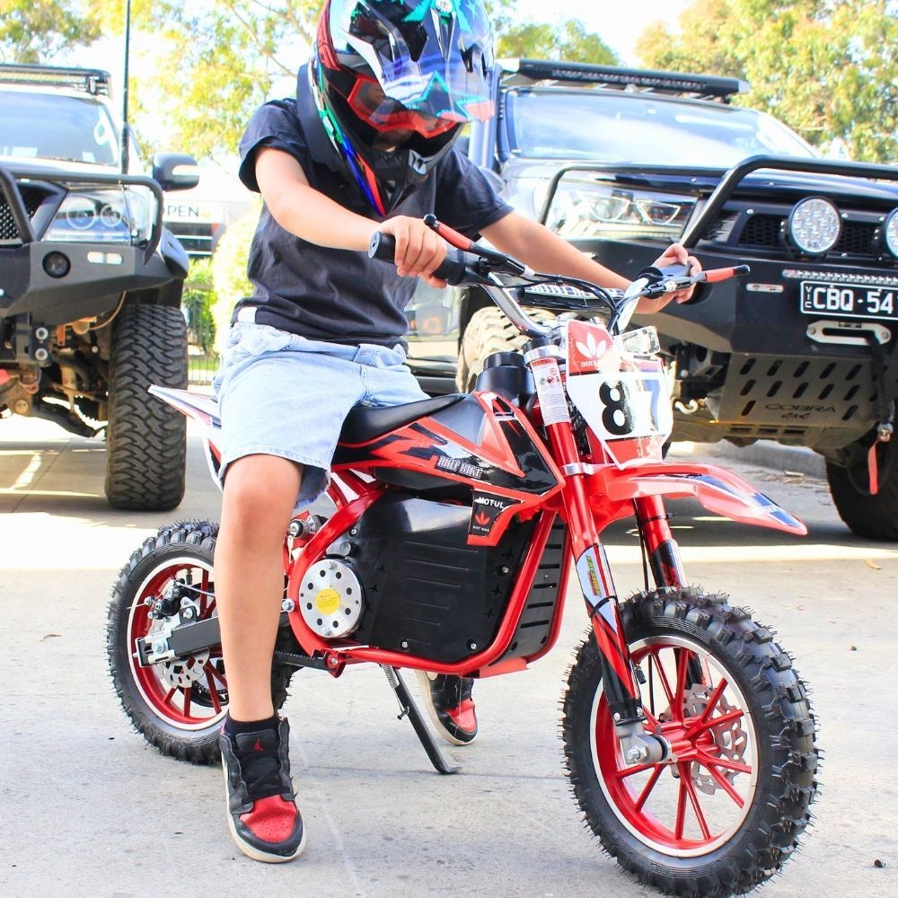 Kids Electric 800W Dirtbike Dirt Bike Ride On Motorcycle Motorbike Off Road Steel Red Child