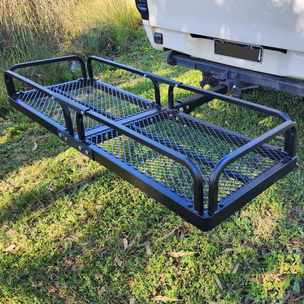 Cage or Flat Cargo Hitch Carrier Black Powder Coated Steel Tow Bar Rear Luggage Carrier Basket