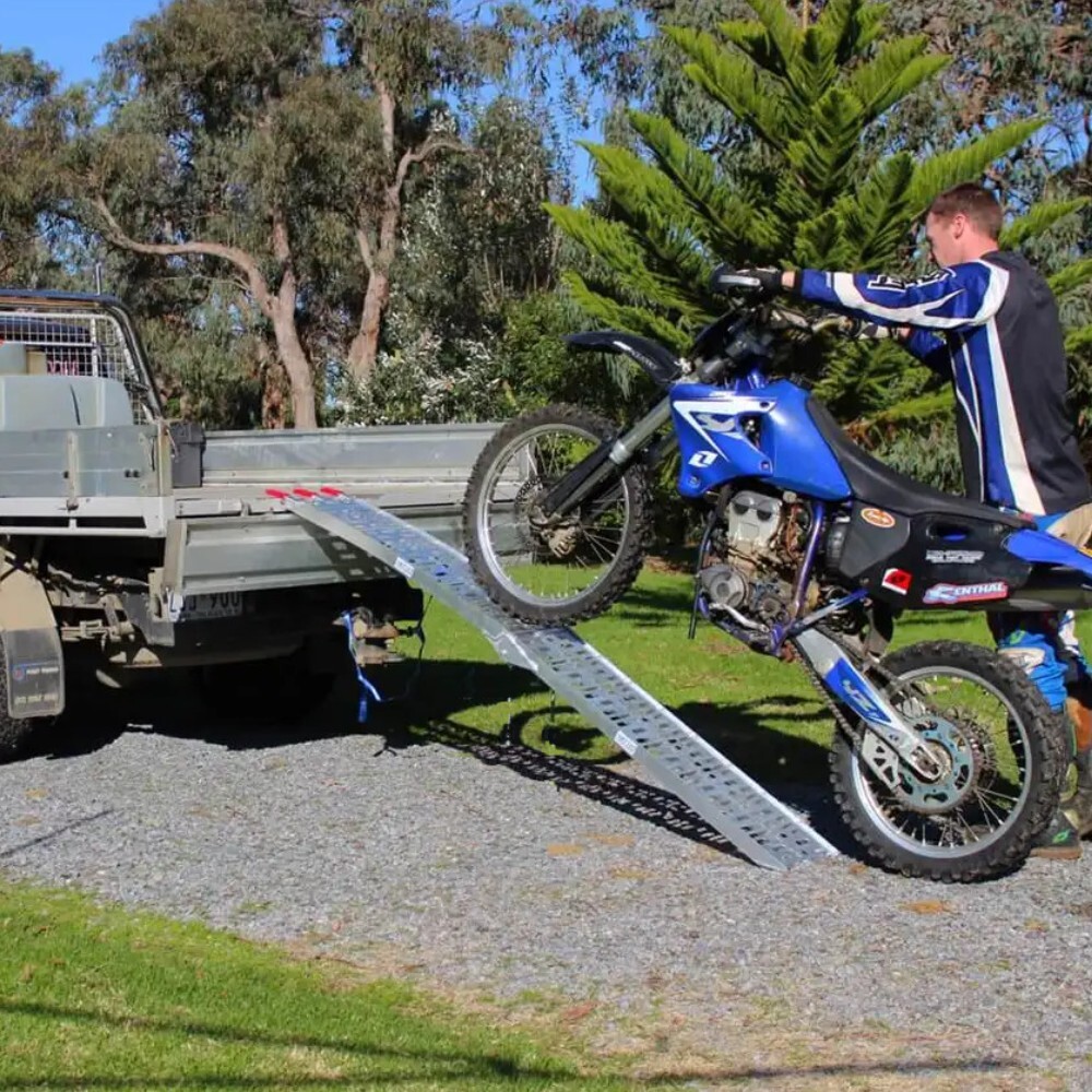 Single Motorbike Dirtbike Aluminum Foldable 220cm Ramp Heavy Duty Loading Platform Motorcycle