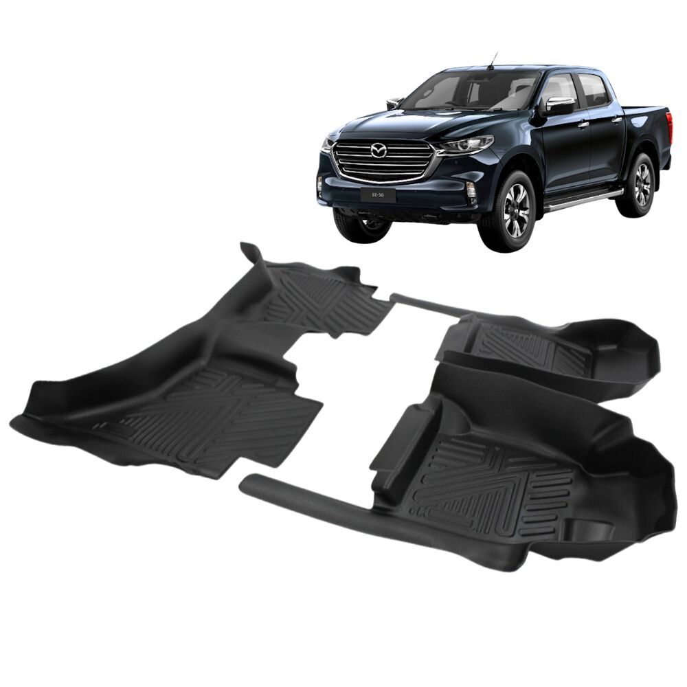 5D TPE Floor Mats Liner Suits Mazda BT50 Dual Cab 2021 Onwards Carpet Plastic Rubber