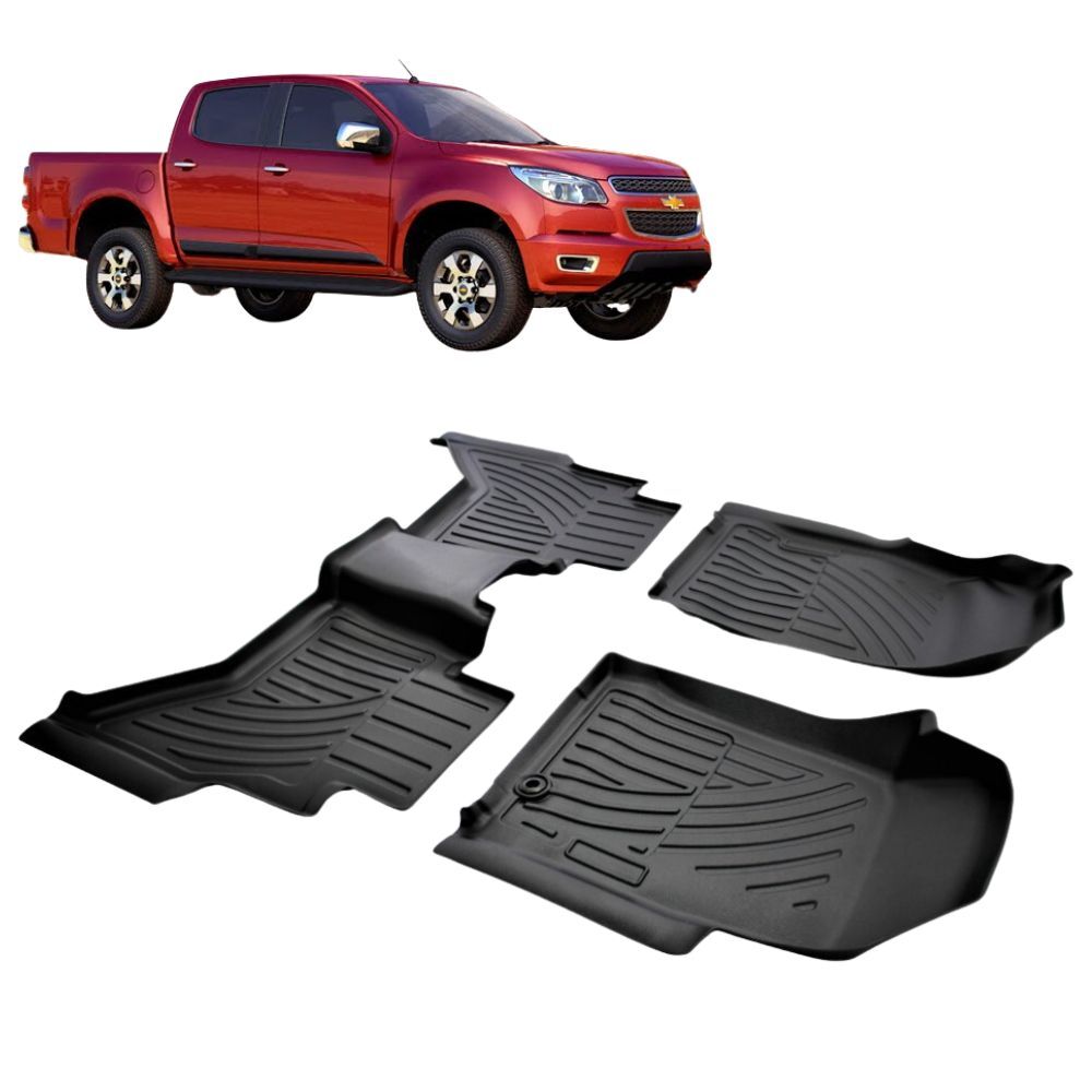3D TPE Floor Mats Liner Suits Holden Colorado 2012 Dual Cab Onwards Carpet Plastic Rubber