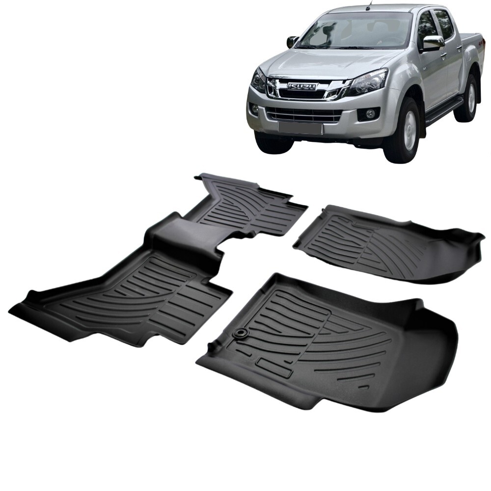 3D TPE Floor Mats Liner Suits Isuzu D-MAX Dmax Dual Cab 2012 - 2020 Carpet Plastic Rubber