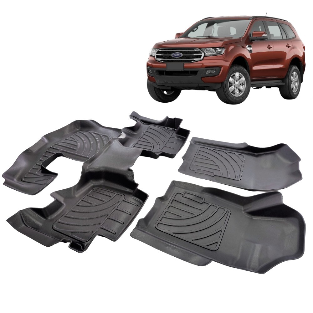 3D TPE Floor Mats Liner Suits Ford Everest 2015 - 2022 3 Row Carpet Plastic Rubber