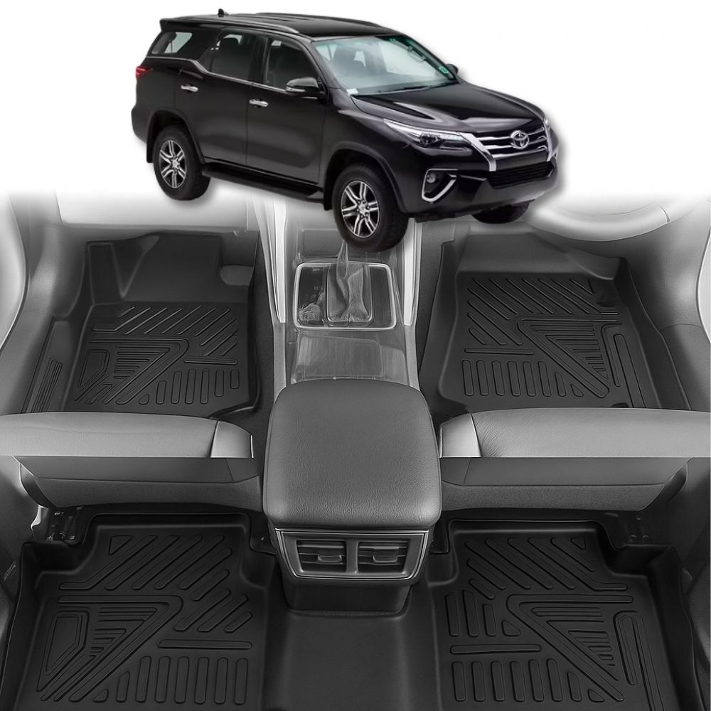 5D TPE Floor Mats Liner 2 Row Set suits Toyota Fortuner 2016 Onwards Carpet Plastic Mat