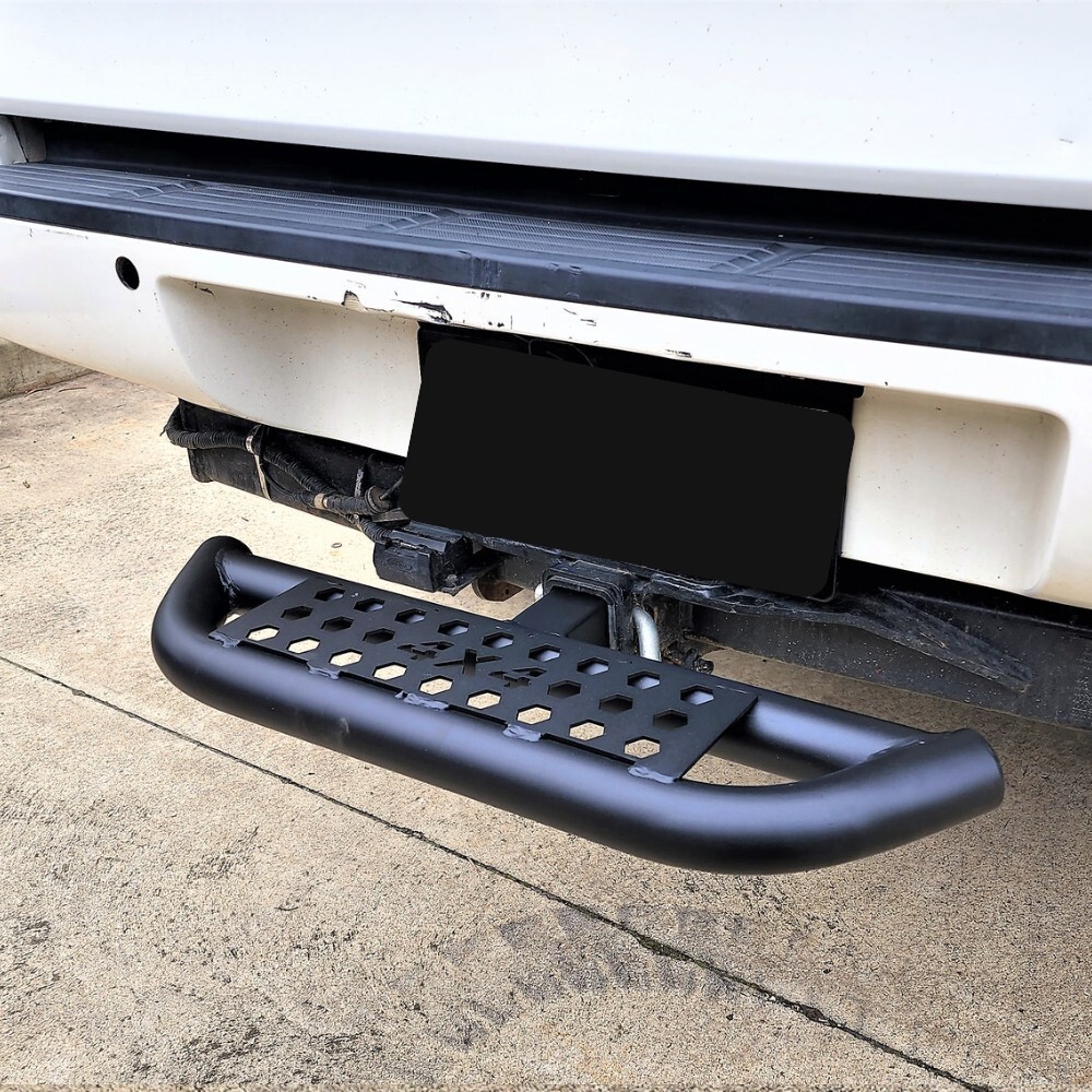 Heavy Duty Rear Tow Hitch Step Up Ladder Platform 4x4 Tub Black Powder Coated Steel