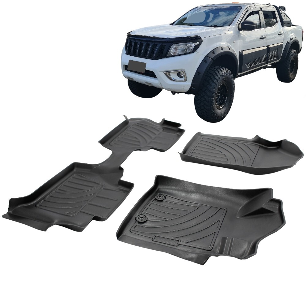 3D TPE Floor Mats Liner Suits Navara D23 NP300 Dual Cab 2015 - 2022 for Carpet Plastic Rubber