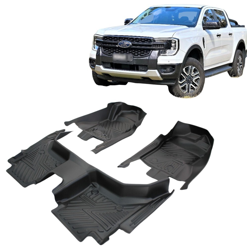 5D TPE Floor Mats Liner Suits Ranger Next Gen Dual Cab 2022 2023 Onwards Carpet Plastic Rubber Mat