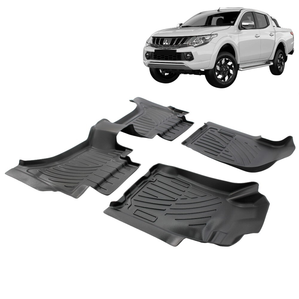 3D TPE Floor Mats Liner Suits Mitsubishi Triton MQ Dual Cab 2015 - 2018 Carpet Plastic Rubber