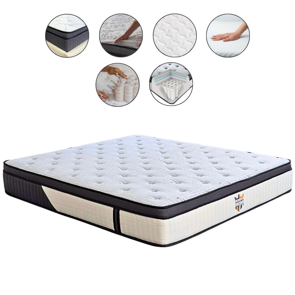 Comfortable Platinum Mattress Top Notch Pocket Spring Foam 30cm Thick Bed Futon King [Size: King]