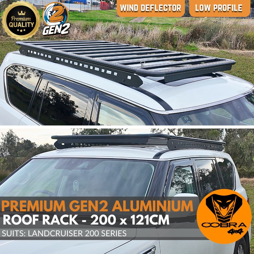 Premium Gen2 Cobra 4x4 Aluminium Roof Rack fits Landcruiser Prado 150 Series 2010 - 2022 4WD 220 x 118 cm Flat Platform Low Profile