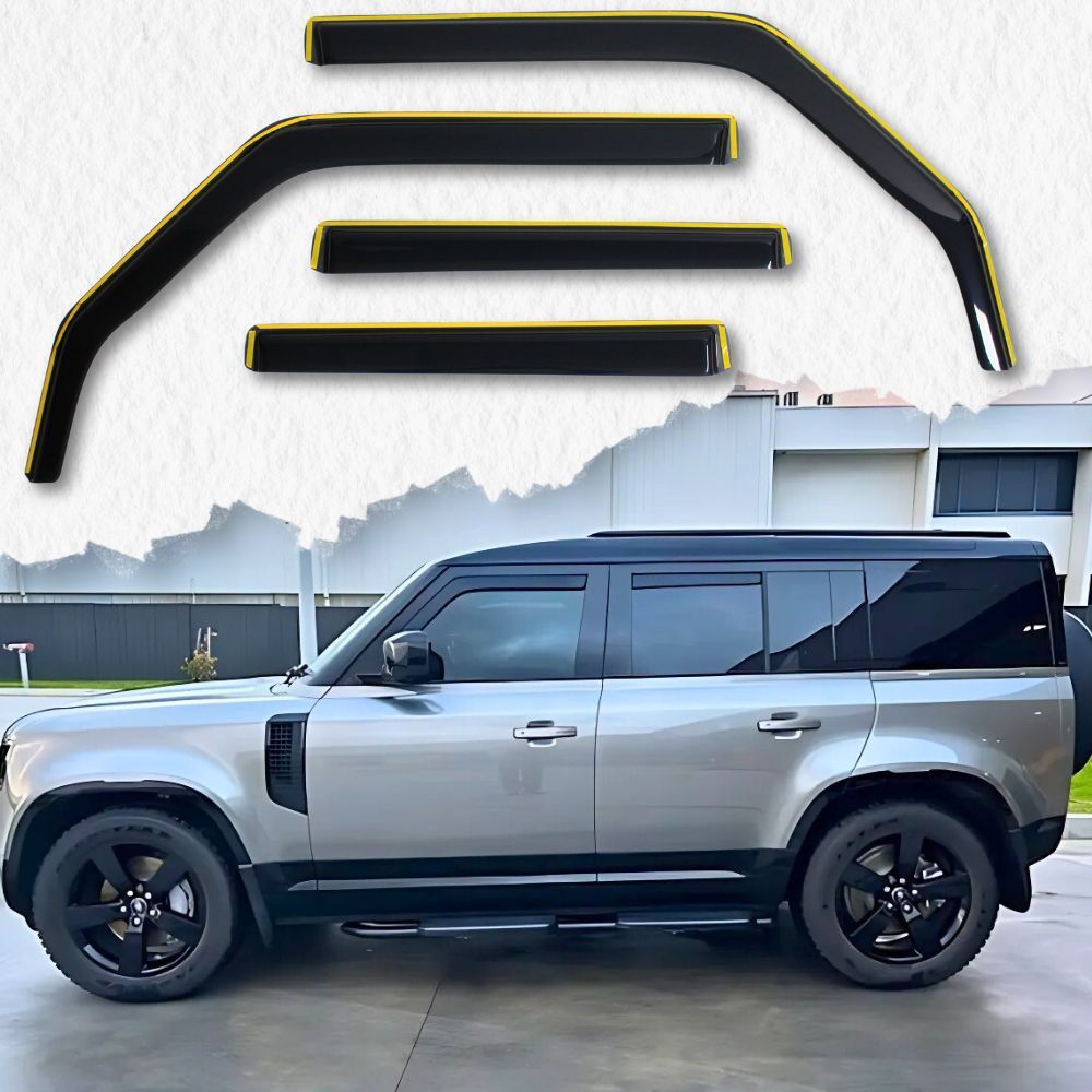 Premium Slim Weather Shields Visors Suits Land Rover Defender L663 110 130 2020 Onwards Black Cover Protection Rain Weathershields
