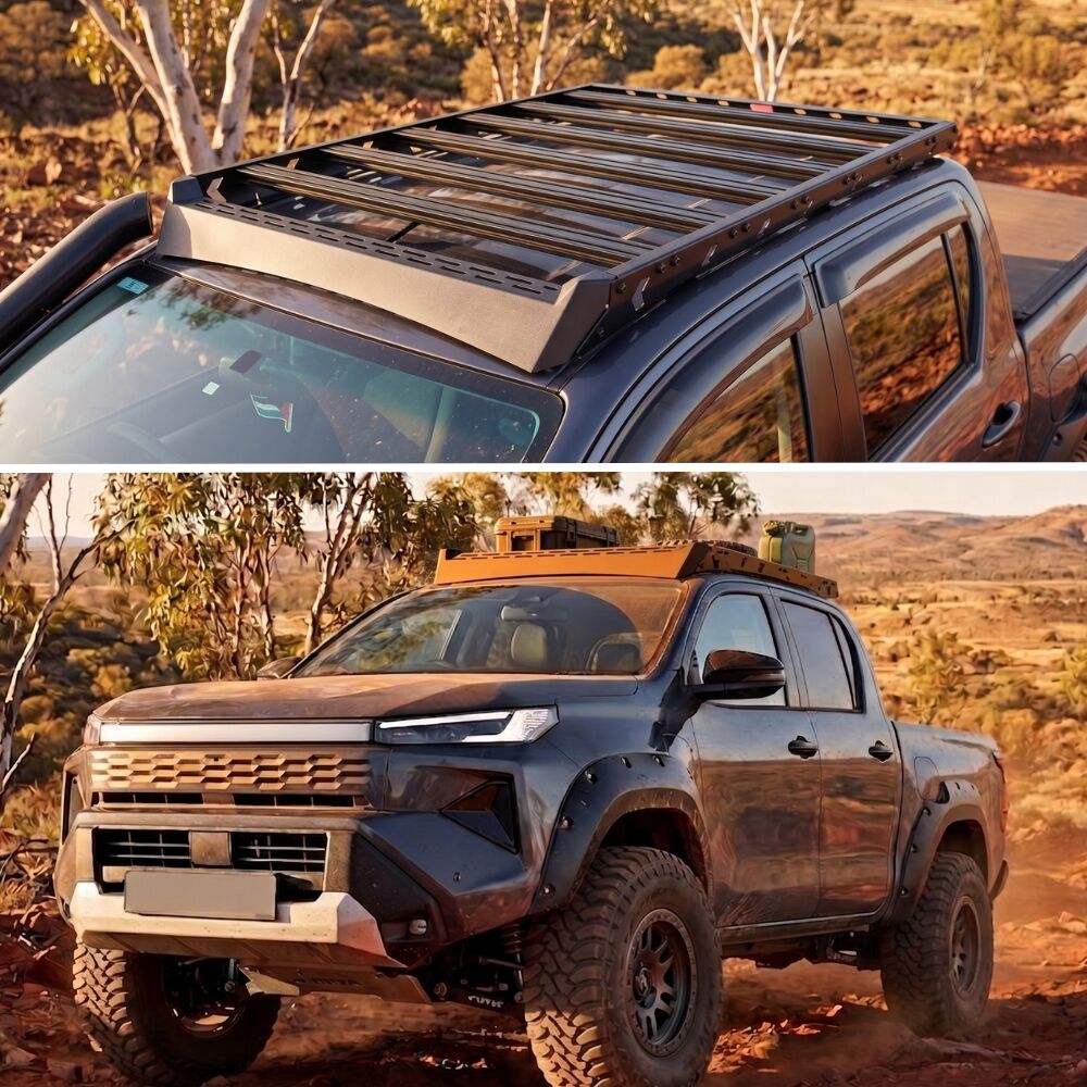 Dynamic Series Full length Roof Rack Aluminium Platform Steel Fits Hilux 2026 Onwards N90 Dual Cab Low Profile
