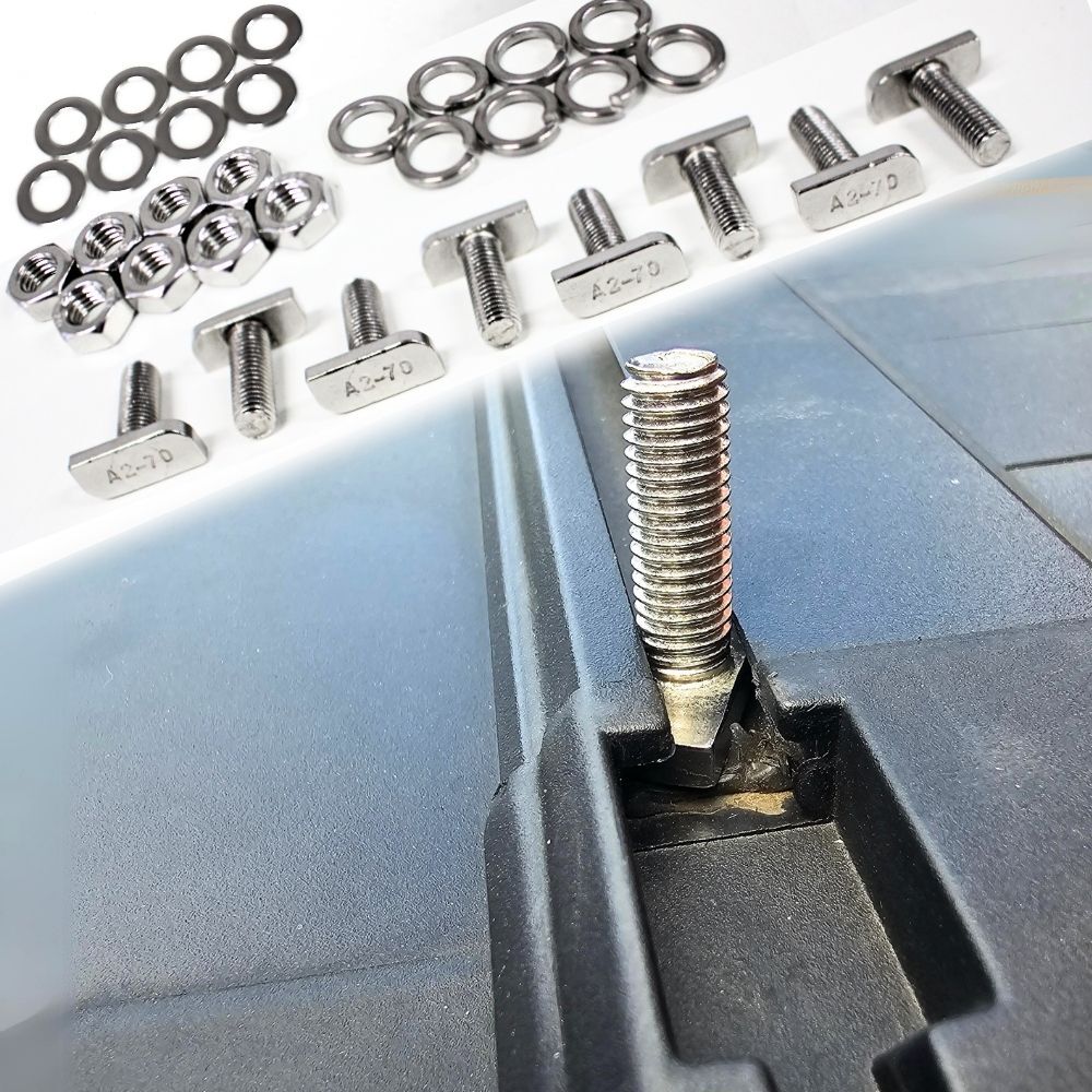 8 x Silver Channel Nuts M8 x 23mm T Bolts Stainless Steel for Roof rack and Roller shutters + Spring Washers