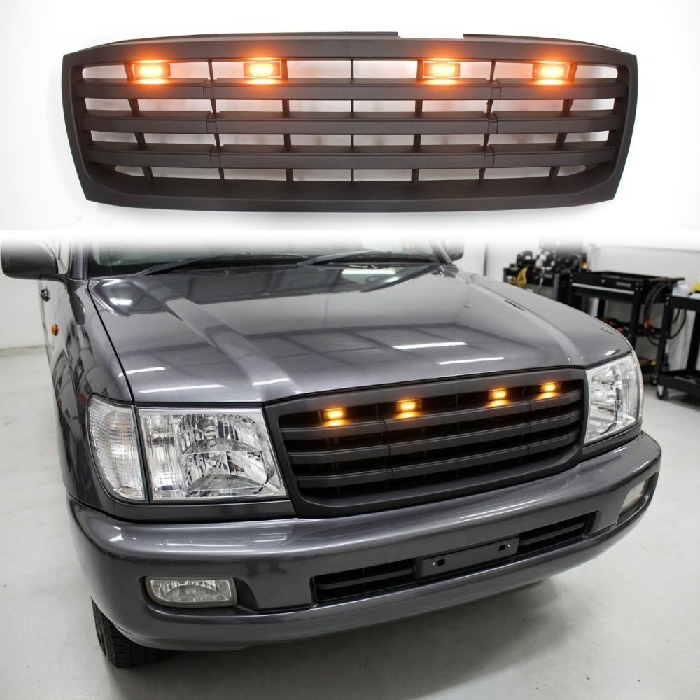 Matte Black Front LED Grill Upgrade Suits Landcruiser 100 Series 2005 - 2007 Facelift Light Grille Land Cruiser
