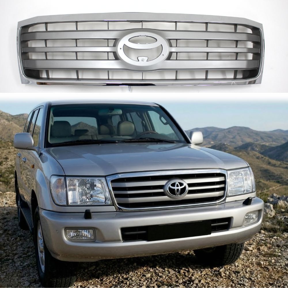OEM Style Chrome SILVER Front Grill Upgrade Suits Landcruiser 100 Series 2005 - 2007 Facelift Grille Land Cruiser