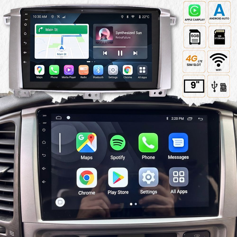 Android 9 Inch Head Unit TV Suits Landcruiser 100 Series 2003 - 2007 Facelift HD GPS Touch Screen Navigation 6GB RAM 128GB Storage
