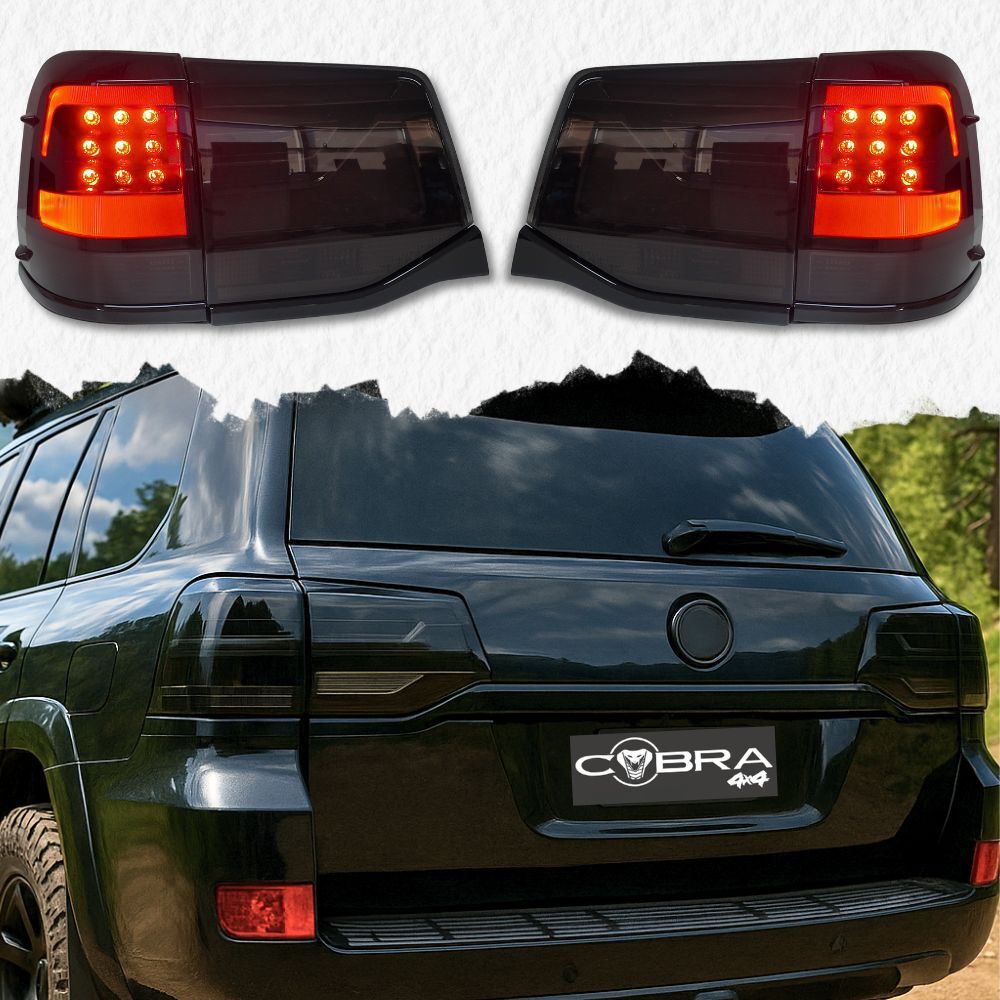 Smoked Black Tail Lights OEM Style Suits Landcruiser 200 Series Facelift 2016 Onwards Taillights Pair