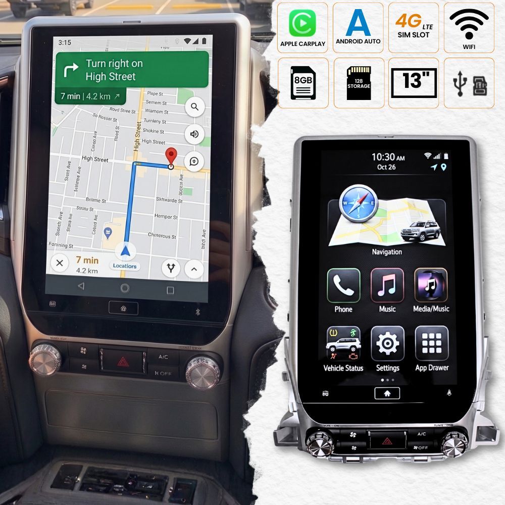 Android 13.8 Inch Head Unit TV Suits Landcruiser 200 Series 2016 - 2022 HD GPS Touch Screen Navigation 8GB RAM 128GB Storage